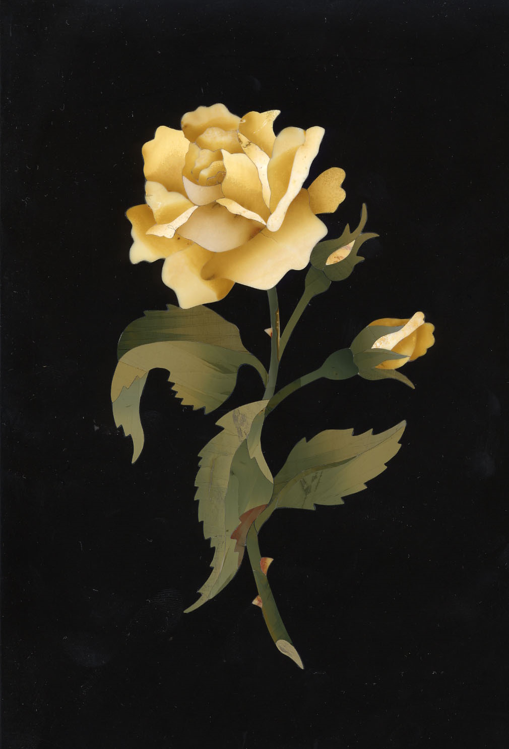 Rosa gialla con 2 bocci - Yellow Rose with 2 Buds